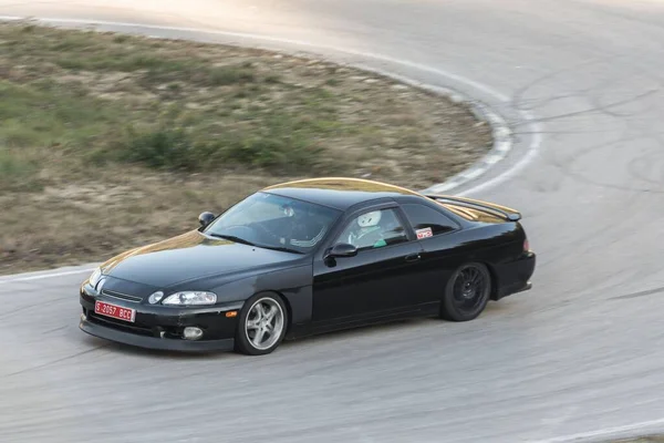 Coche Negro Japonés Corriendo Pista Toyota Soarer Lexus Sc300 —  Fotos de Stock