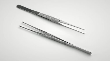 Beyaz arka planda cerrahi cımbızın üç boyutlu görüntüsü