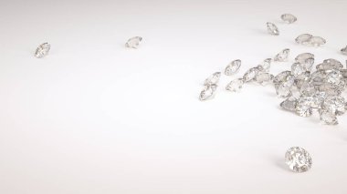 Beyaz arka planda bir yığın elmas