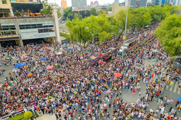 Mexico City Mexico Juni 2022 Luchtfoto Van Pride Parade Reforma — Stockfoto