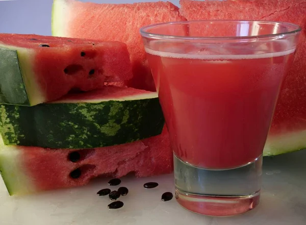 Vattenmelon Sommardryck Och Mellanmål Serveras Kylda — Stockfoto