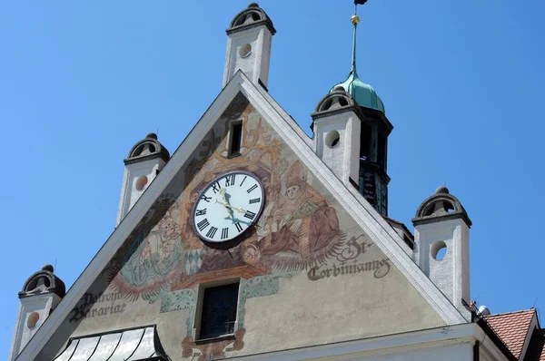 Historic Views Summer Day Freising Bavaria Showing Exterior Facade Clock — Stock Photo, Image