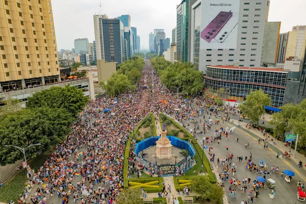 Mexico City Mexico Juni 2022 Luchtfoto Van Pride Parade Reforma — Stockfoto