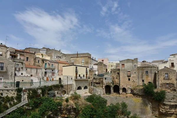 Vista Panorámica Las Antiguas Casas Irsina Pueblo Provincia Matera Italia —  Fotos de Stock