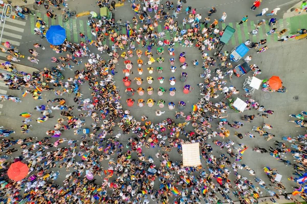 Mexiko Stadt Mexiko Juni 2022 Luftaufnahmen Der Pride Parade Auf — Stockfoto