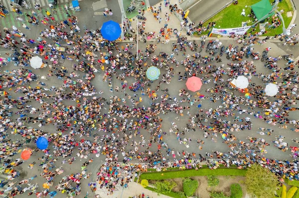 Mexico City Mexico Juni 2022 Hoogste Luchtfoto Van Pride Parade — Stockfoto