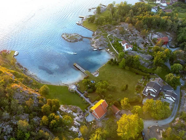 Západ Slunce Během Večera Grimstad City Jižní Norsko — Stock fotografie