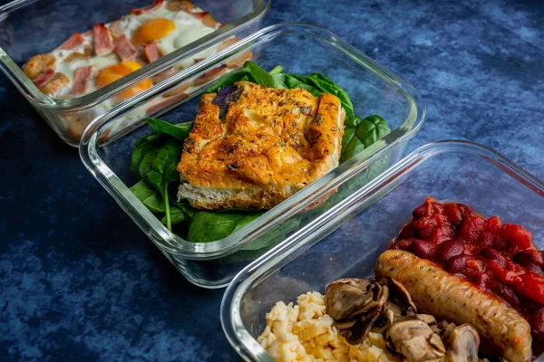 Tres Combinaciones Saludables Desayuno Bueno Para Plan Dieta Contenido — Foto de Stock