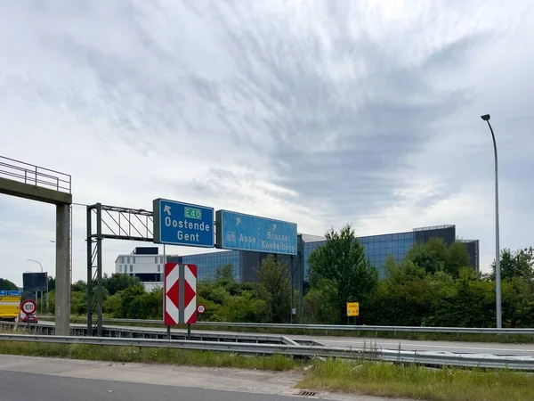 Fenêtre Voiture Vue Sur Les Routes Bruxelles — Photo