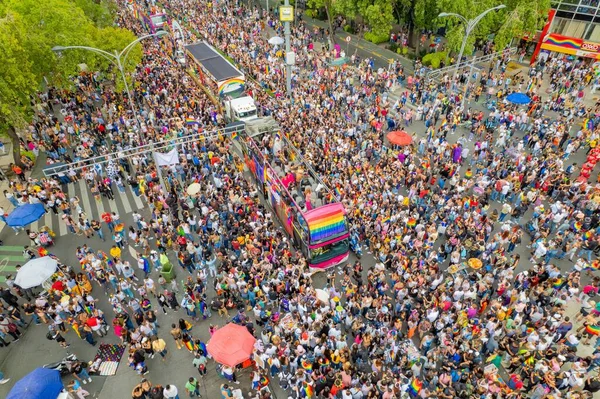 Mexico City Mexico Juni 2022 Luchtfoto Van Pride Parade Reforma — Stockfoto