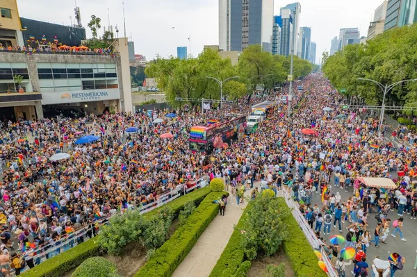 Mexico City Mexiko Juni 2022 Flygbilder Från Pride Parade Reforma — Stockfoto