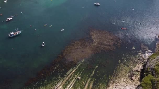 Drone Beelden Van Lulworth Cove Zee Birdseye Uitzicht Kliffen — Stockvideo