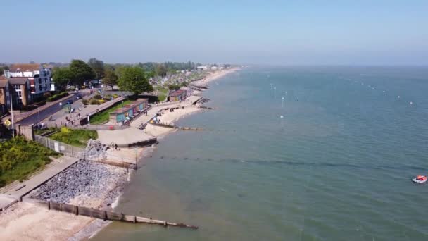 Восходящий Дрон Снимок Пляжа Shoebury Летом — стоковое видео