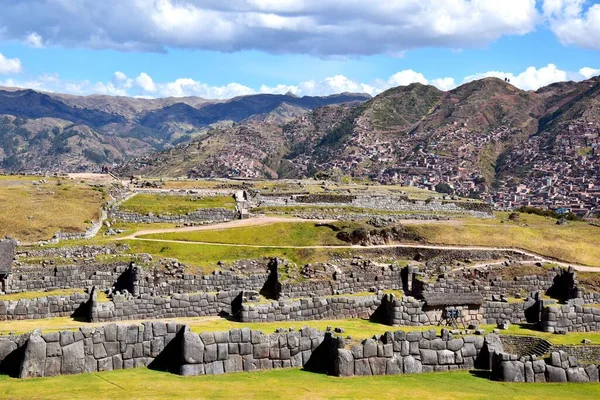 Pohled Zdi Staré Citadely Sacsayhuman Nachází Nad Městem Cusco Peru — Stock fotografie