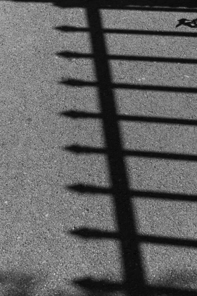 Schatten Auf Dem Asphalt Einer Metallbarriere — Stockfoto