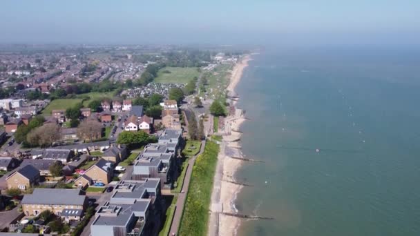 Descendant Drone Shot Shoebury Beach Costline — Video