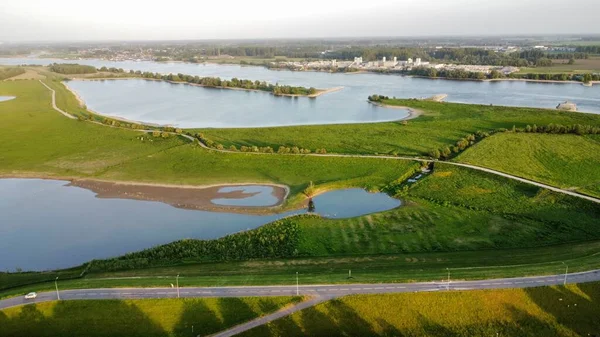 Bird Eye View Small Lakes Green Lowland — Stock Photo, Image