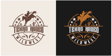Batı temalı bir bar veya bar için kullanılabilen bir logo için iki farklı varyasyonun vektörü