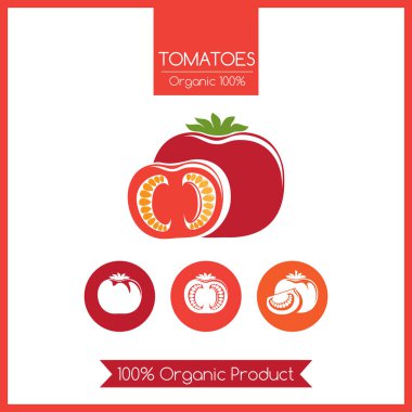 Beyaz zemin üzerinde kırmızı domateslerin vektör çizimi