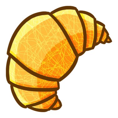 Beyaz arkaplanı olan bir kruvasan vektörü