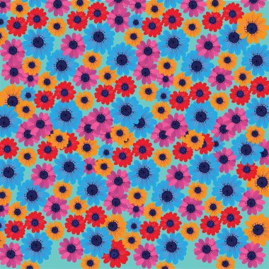 Tekstil için renkli papatyaları olan kusursuz bir desen.