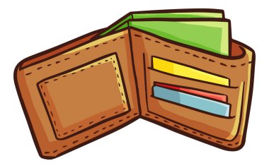 Beyaz arkaplanı olan bir cüzdanın vektörü