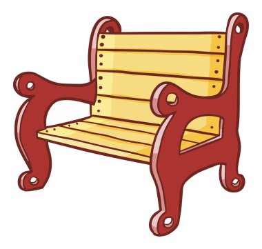 Beyaz arkaplandaki ahşap bir bankın vektör çizimi