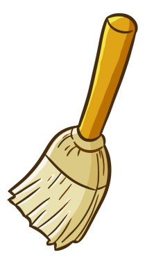 Beyaz arka planda tahta tutacağı olan bir süpürgenin vektör çizimi