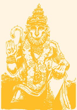 Hindu tanrısı Hanuman 'ın çizimi ya da çizimi.