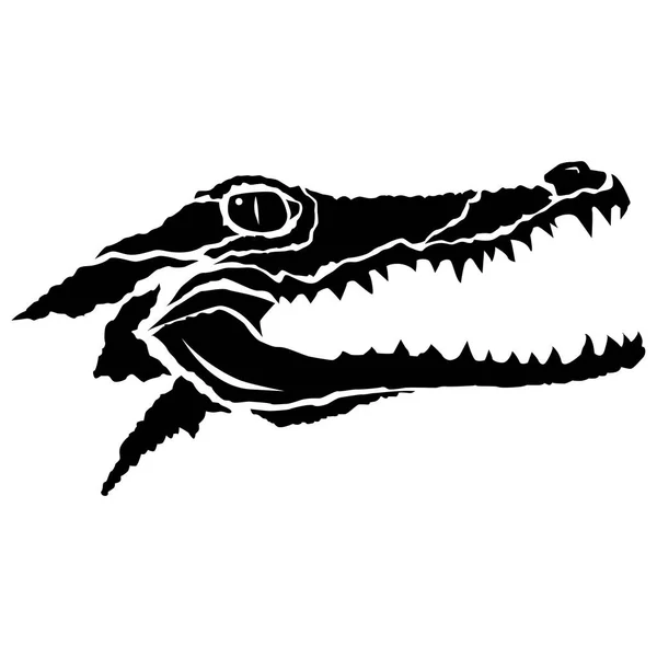 Een Verticale Zwart Wit Digitale Tekening Van Een Krokodillenkop Geïsoleerd — Stockvector
