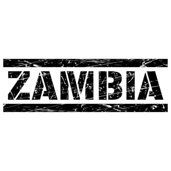 Texto Zambia Entre Duas Linhas Pretas Contra Fundo Cinza — Vetor de Stock