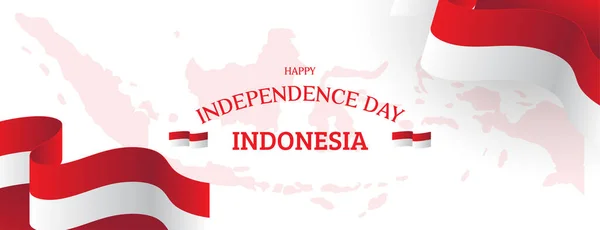 Banner Dedicated Indonesia Independence Day Map Flag — Stock Vector