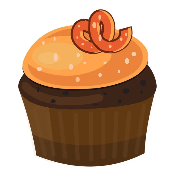 Uma Ilustração Vetorial Delicioso Cupcake Chocolate Fundo Branco — Vetor de Stock