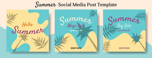 Template Summer Discount Social Media Post Tropical Design — Stock Vector