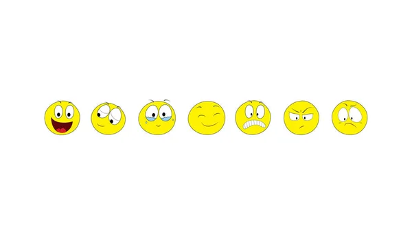 Vektor Žlutých Emojů Různými Výrazy — Stockový vektor