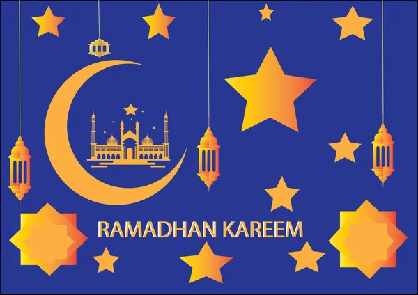 Ramadan Background Stars Crescent Yellow Colors — Stock Vector