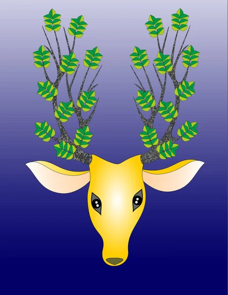 Graphiques Vectoriels Illustrateur Une Tête Cerf Avec Des Cornes Nature — Image vectorielle