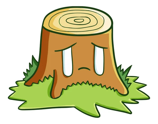 Vector Illustration Sad Tree Stump White Background — Stock Vector