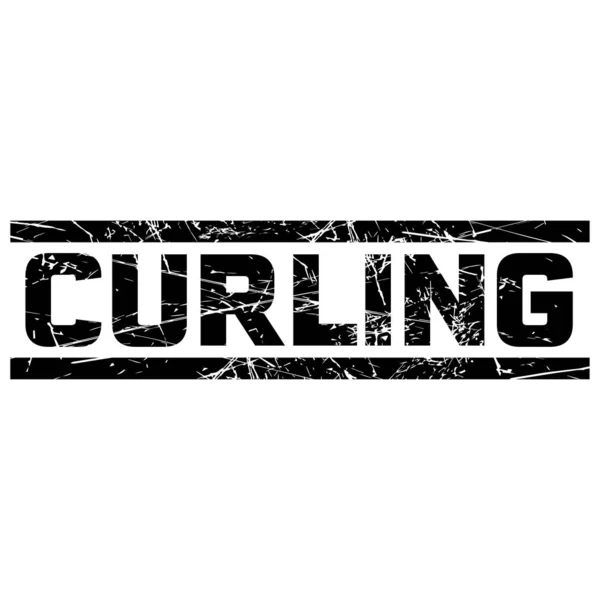 在灰色背景下两个黑线之间的一个字母 Curling — 图库矢量图片