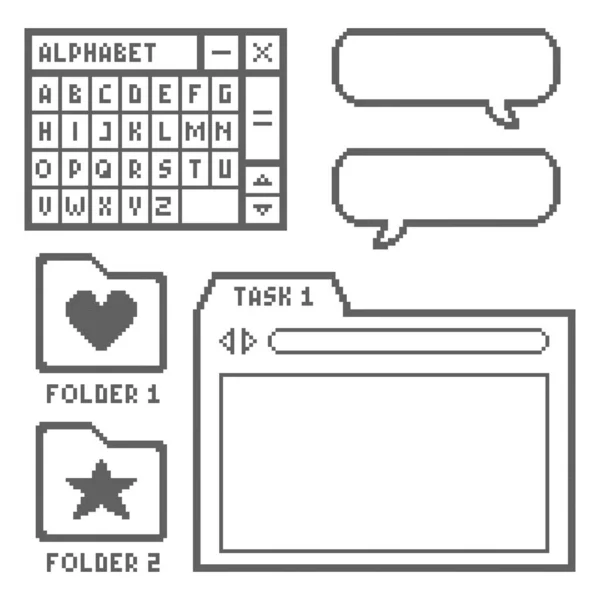 Біт Піксельного Мистецтва Вектор Користувацького Інтерфейсу Білому Тлі — стоковий вектор