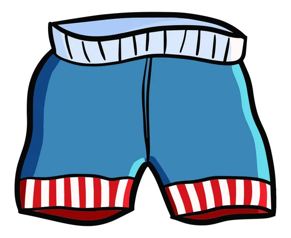 Illustrazione Vettoriale Pantaloncini Blu Con Angoli Strisce Rosse Bianche Sfondo — Vettoriale Stock
