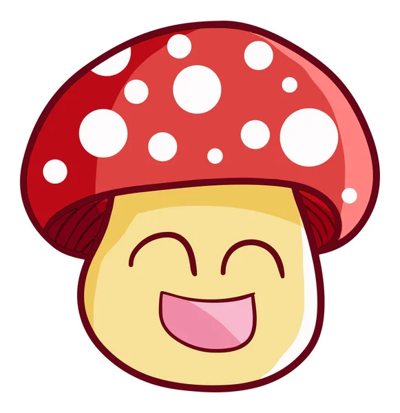 Vector Cartoon Mushroom Face White Background — Stock Vector