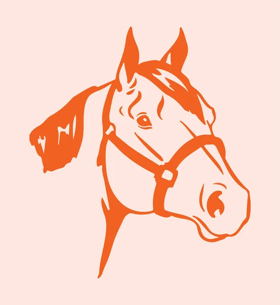 Vetor Uma Cabeça Cavalo Fundo Rosa — Vetor de Stock