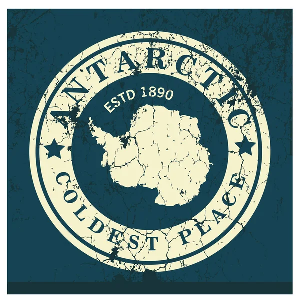 Винтажный Логотип Антарктиды Сине Белых Тонах — стоковый вектор