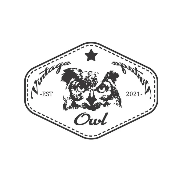 Logo Vintage Gufo Testa Isolato Uno Sfondo Bianco — Vettoriale Stock