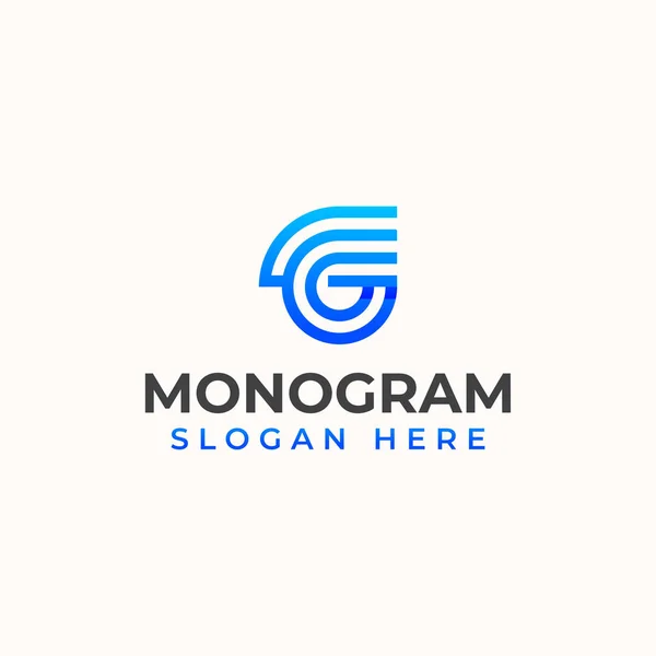 Uma Ilustração Vetorial Letra Monograma Modelo Logotipo Moderno — Vetor de Stock