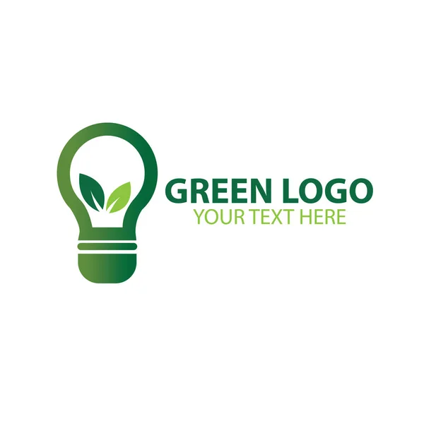 Diseño Vectorial Del Logotipo Verde Con Lámpara Plantas — Vector de stock