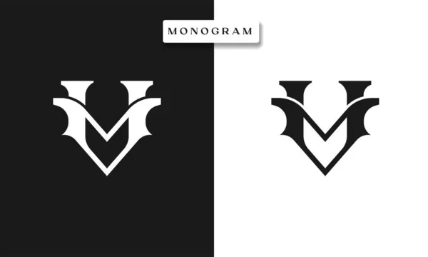 Uma Ilustração Vetor Modelo Logotipo Monograma Isolada Fundo Preto Branco —  Vetores de Stock