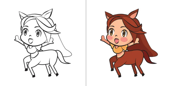 Иллюстрация Девушки Лошади Мультика — стоковый вектор