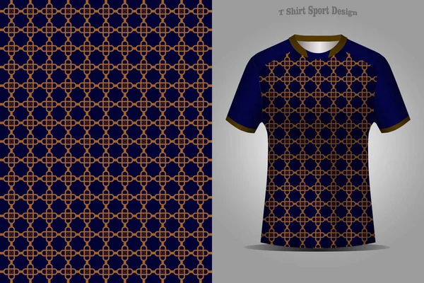 Örnek Bir Spor Tişörtünün Yanında Yinelenen Bir Desen Kumaşı Çizimi — Stok Vektör